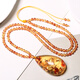 Chengyuanxiang CREORISETIN natural 5A water purified amber drop pendant sweater chain raw mineral beeswax amber necklace pendant women's original stone two-color blood amber bead chain style