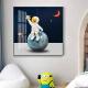 
Whale school children's room decoration painting astronaut space cartoon boy room bedside drawing square astronaut bedroom painting 689-7 50*50 black frame/crystal porcelain painting