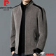 皮尔卡丹（pierre cardin）灯芯绒夹克外套男秋冬加绒加厚2022新款冬季羊毛呢子立领短款大衣 9902黑色 175