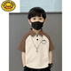 
G.DUCKKIDS pure cotton POLO shirt short-sleeved T-shirt for children's summer new style medium and large children loose splicing handsome lapel boy top 674 smiley face - black and green - POLO shirt pure cotton product 150