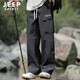 JEEP SPIRIT Jacket Pants Men's Autumn Fashion Loose Waterproof Overalls Men's Outdoor Sports Casual Pants Men Black 2XL