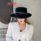 NY-NYM French Hepburn Style Wool Wool Top Hat pour les femmes en automne et hiver British Socialite Retro Woolen Hat Poldoule Jazz Hat Black M (56-58 cm)