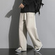 Karl's large size men's straight-leg pants for autumn and winter plus fat plus fat embossed sweatpants casual sports wide-leg pants fat guy trend gray green 8XL (255-280Jin Jin is equal to 0.5 kg)