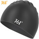 361 swimming cap for men and women, adult waterproof large ear protection, comfortable and non-stretching, professional silicone training swimming cap, black