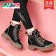 Martin-Stiefel mit Cartelo-Dickdickern 2025 Frühling und Herbst Neue britische Stil lässige Kurzstiefel High Top Damenschuhe Retro Look Small 1591-1 Schwarzkaffee plus Samt 39