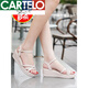CARTELO leather heel sandals for women 2025 summer new casual thick-soled waterproof Taichung heeled mother shoes apricot color 37