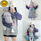 G.duck little yellow duck parent-child clothing for a family of three hooded sweatshirts high-end 2024 new spring clothing mother and child mother and daughter for four autumn and winter without velvet (splicing purple) baby one-piece romper 80 size
