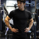 GEKM muscle fitness brothers summer new sports short-sleeved men's elastic quick-drying fitness-showing muscles versatile solid color T-shirt black L [recommended 120-140Jin [Jin equals 0.5 kg]]