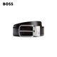 BOSS【父亲节礼物】男士新款针扣双面皮革腰带皮带 002-黑色 115cm