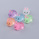 Mini adornos de decoración de la oficina adornos de conejo luminoso de escritorio de escritorio de cristal brillante juego de muñecas de animales luminosos conejo de oreja luminosa 10 colores mixtos