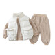 Three-piece set Leba Mouse children's clothing children's suit sweatshirt plus velvet winter clothing new style fashionable boy baby clothes 1-6 years old infants and girls thickened vest cotton pants trendy khaki color (vest + sweatshirt + pants) 90 size recommended 1-2 years old (height 80-90cm)