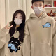 MDlila <Two-piece> Couple's Sweatshirt Autumn and Winter Suit Red One Man and One Woman Loose Hooded Jacket Fish-Eating Cat Male Black + Female Black (Spring and Autumn Style) XL Male + Female M