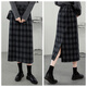 Cypress Plaid Skirt 2025 Autumn New Women's High Waist Slim Slit Midi Skirt