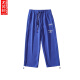 【肥仔240斤超大码5XL】夏季潮牌ins薄款钢印华夫格裤子男宽松大码高街休闲运动裤九分裤加肥加大 K1049黑色 5XL 205-230斤可穿