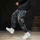 Boyuni 2025 Frühlings- und Herbst-neuer Stil Binden Jeans für Männer Neun-Punkte Lose große Haremhosen Trendy Casual Casual 100 206 30 115-125jin [Jin entspricht 0,5 kg]