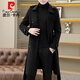 Pierre Cardin woolen woolen coat for men spring and autumn new high-end mid-length double-sided coat Korean style double-breasted woolen windbreaker 21006 Brown XL 180