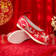 Mu Yuyao Hanfu Chaussures brodées Chaussures en tissu chinois brodées Xiuhe Chaussures de mariage Super Fairy Old Pékin Chaussures en tissu plat Flat Bridal Chores Blow-Up Pearl Nirvana Flat 38