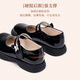 Zapatos de cuero de Fuluo Fan Girls Shoes de Princesa Infantil de la Princesa Cuadrada Moda Fashion Children's Campus Performance Zapatos Negro 33