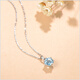 TSING light jewelry 14K gold birthstone color gold necklace female pendant birthday gift girl for girlfriend November - Ningjing - light sea blue zircon 14K gold chain