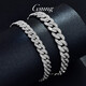 GsunG platinum bracelet men's new luxury inlaid Cuban diamond platinum bracelet men's PT950 horsewhip bracelet men's diamond bracelet about 45 grams 20 cm wide 8mm