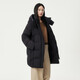 Tambor Down Jacket Women's Medium Long Removable Hood Loose Warm Versatile Jacket 530558V Black 185