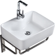 
INVIIL Mini wash basin small bathroom hanging basin balcony children's wash basin ceramic surface pool wall hanging corner CP with holes and bracket 4837+ basin faucet + accessories