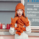 Kwoz hat scarf gloves three-piece set for female winter student cute Korean style trendy plus velvet warm birthday Christmas gift caramel color (gift bag)