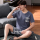 曼之伴睡衣男夏季棉质短袖短裤青年学生家居服宽松大码薄款中年男士套装 HD9928 XL(建议125-145斤)