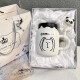 OIMG ceramic cup mug gift cup gift box gift box creative cartoon cute trendy water cup ins internet celebrity high-looking drinking cup girl birthday gift practical [pouting bear] 420ml ceramic cup [normal foam] + straw cap