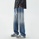 
FOG SKY jeans men's summer trendy high street straight-leg pants men's American retro loose wide-leg casual pants SS-506 black gray XL (recommended 130-155 Jin [Jin equals 0.5 kg])