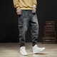 Boyuni 2025 Frühlings- und Herbst-neuer Stil Binden Jeans für Männer Neun-Punkte Lose große Haremhosen Trendy Casual Casual 100 206 30 115-125jin [Jin entspricht 0,5 kg]