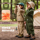 Dudujia Boys Outdoor Suit Autumn Clothes Children's Camping Style Stand Collar Pullover Trousers Girls Fashionable Fleece Jackets Tops and Pants Green 90