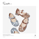 Snuffy children's high heels girls crystal shoes autumn shiny fashion princess shoes comfortable small leather shoes quicksand silver 30