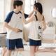 
Light and quiet pure cotton couple pajamas for women in summer suspender shorts suit casual simple men short sleeves can be worn outside home clothes summer QH9906 M women