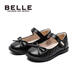 Belle Kids's Shoess Girls's Black Leather Shoes Spring и осенняя мягкая подошва детская обувь для студентов средних деть