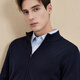 EMZ Ordos [Maschinenwaschbar 5A Antibakteriell] Neues Produkt Herren Cardigan Casual Jacket Strick Reißverschluss Wolle Pullover Marine Blue M 170/88A