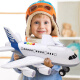 Baolexing children's toys early education large story telling cartoon passenger plane inertia A380 aircraft model taxiing passenger plane boys and girls toys birthday gift