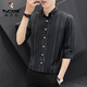 Woodpecker (TUCANO) shirt men's long-sleeved 2024 spring new fashion trendy men's versatile quarter-sleeved striped shirt men's top DC677 white XL