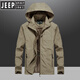JEEP SPIRITJeep/Jeep Spring and Autumn Thin Windbreaker Jacket Men's Casual All-Match Work Jacket Gram Large Size Quick-Drying Anti-Proof Khaki - Spring and Autumn Thin Section 3XL