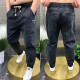 Jue Shao Spring, Autumn and Winter New Straight Daddy Jeans Men's Loose Casual Harem Pants Elastic Waist Trendy Pants Men 660 Gray (Straight) XL (120-135Jin[Jin equals 0.5 kg])