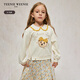 Teenie Weenie Kids Bear Children's Clothing Autumn Girls' Embroidered Lapel Floral Splicing Dress Mixed Color 150 cm