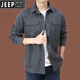 JEEP SPIRIT Jeep Men's Pure Cotton Long-Sleeved Shirt Spring and Autumn New Outdoor Workwear Casual Double Pocket Loose Large Size Shirt Military Green 1388 2XL