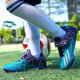 
Fashulin 2024 new children's football shoes for students boys Falcon TF broken nails Velcro women's breathable training shoes 6199 black and blue broken nails 29