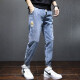 Jue Shao Spring, Autumn and Winter New Straight Daddy Jeans Men's Loose Casual Harem Pants Elastic Waist Trendy Pants Men 660 Gray (Straight) XL (120-135Jin[Jin equals 0.5 kg])
