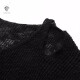 Fanslan's new autumn pullover hollow sweater blouse thin long-sleeved top loose net shirt women's black M