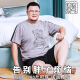 金芝斕（jinzhilan）男士大码纯棉短袖睡衣男夏季加肥加大码260斤宽松胖子家居服套装 1343条纹芝麻 5XL建议(230-260斤)