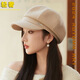 Jimmy Leaf Hat Women's Autumn and Winter New Style Elegant Thickened Woolen Octagonal Hat Korean Style Light Luxury Simple Beret Black