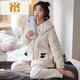 Fmseruios Light Luxury High-End Coral Velvet Cotton Pajama для женщин в зимней трехслойной сгущенной плюшевой домашней одежде для женщин Зимняя фланель MFB12250 ЖЕНЩИНЫ L