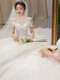 Orihime Hochzeitskleid 2025 neuer Stil des Brauttemperaments, Vollland-Haupthandschuhe dicke Arme Einschuldes Schwanz-Hochzeitskleid Prinzessinstil, Volllandstil + Rock + Schleier 3xl Größe mehr als 130 Jin [Jin gleich 0,5 kg]