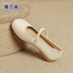 Yilando Flat-Soled Mary Jane Single-Schuhe für Frauen 2025 Frühlings- und Herbst-neue Doudou-Schuhe weicher Einzelabend Breeze Vielseitige kleine Lederschuhe mit hoher Qualität, Version 36 (230 mm) Standardgröße Fett Füße und breite Füße